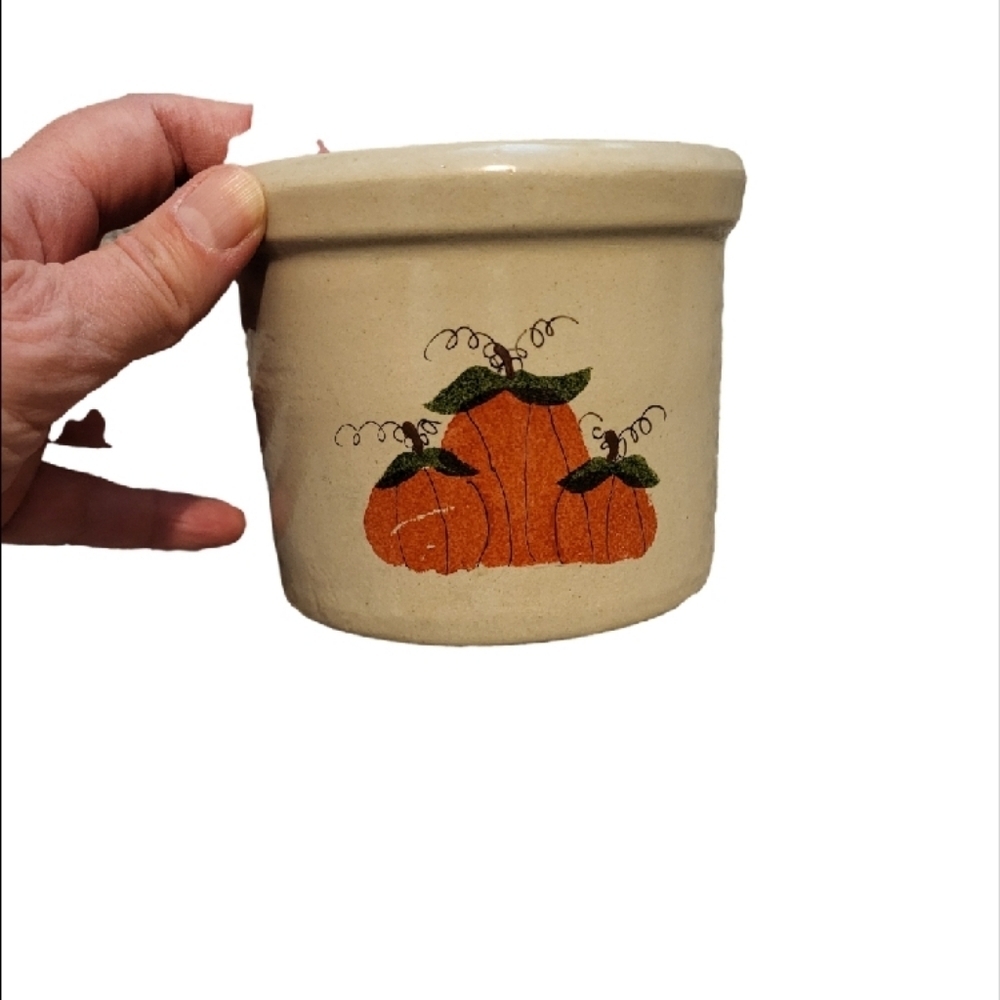 Festive Pumpkin Ceramic Roseville Crock 1 pint